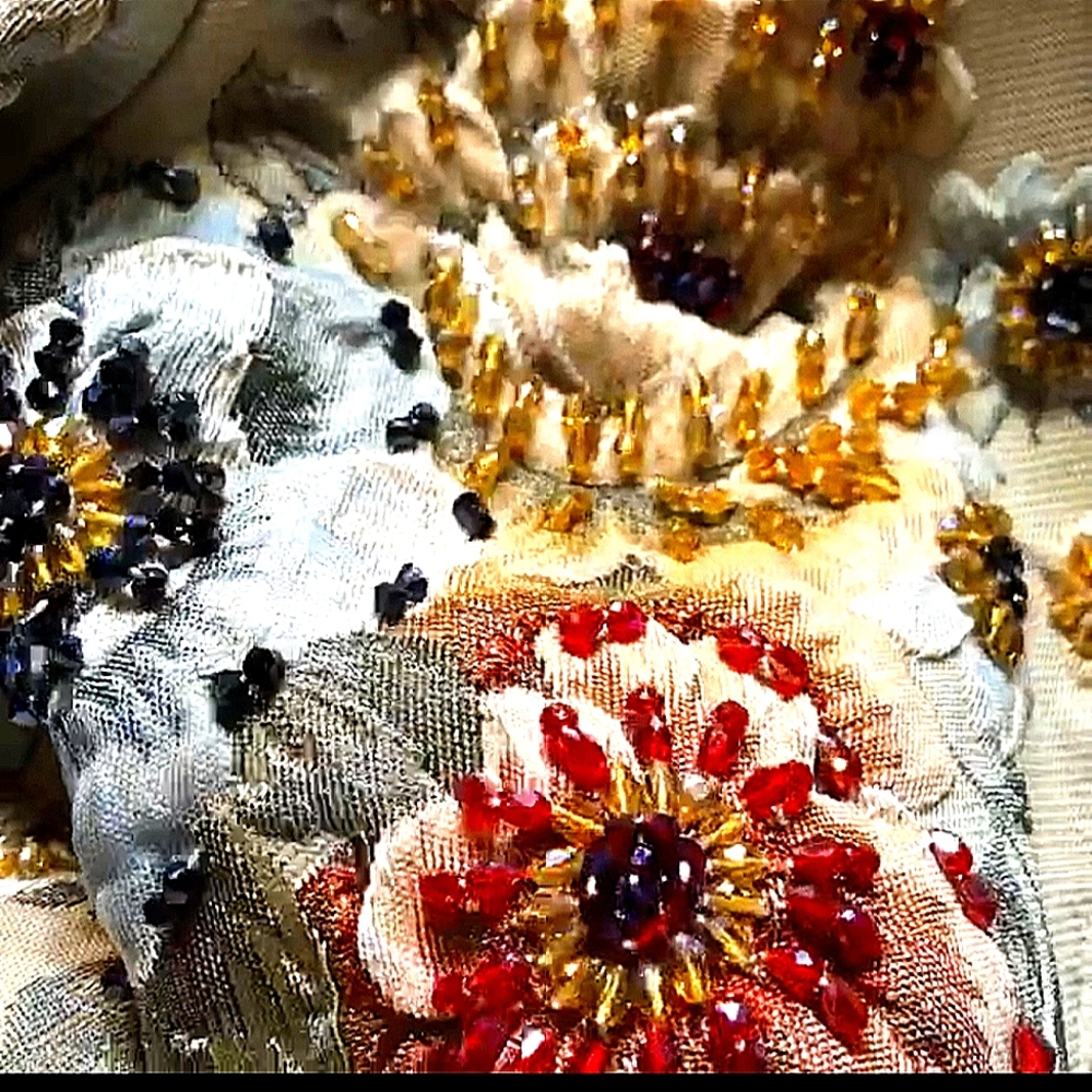❤️RESERVED. NWT Stunning Jacket with 3D Hand saw Flowers Beads. X - Picture 16 of 16